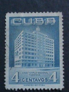 ​CUBA 1956 SC#558  VERY OLD-MASONIC TEMPLE-HAVANA MH-VF WE SHIP TO WORLD WIDE
