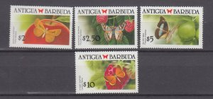 J40186 JL Stamps 1988-90 antigua & barbuda better part set #1159-61a butterflies