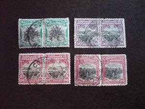 Stamps - Mozambique Company - Scott# 133,138,139,141- Used Pairs of Stamps