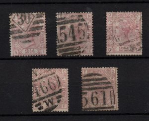 GB 2 1/2d rosy mauve used collection SG141 6, 8, 9, 12 & 14 Cat Val £425 WS33118