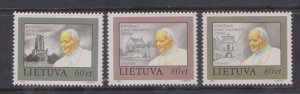 LITHUANIA - 1993 VISIT OF POPE JOHN PAUL II - 3V MINT NH