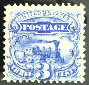 Scott#114 -F - 3c Ultramarine - Locomotive - NG - 1869