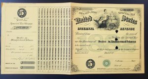 US 1882 $5 Internal Revenue Special Tax Tobacco Dealer Stamp Sheet