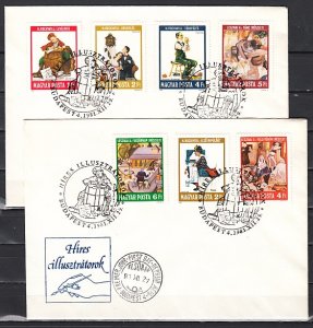 Hungary, Scott cat. 2716-19, C435-37. N. Rockwell & Lesznai. First day covers. ^