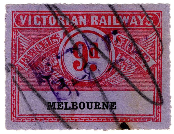 (I.B) Australia - Victoria Railways : Parcels Stamp 9d (Melbourne)