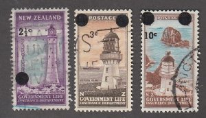 New Zealand # OY39-40, 42,  Lighthouses, Used, 1/3 Cat.
