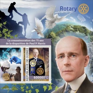 Guinea - 2022 Paul P. Harris Anniversary - Stamp Souvenir Sheet - GU220143b