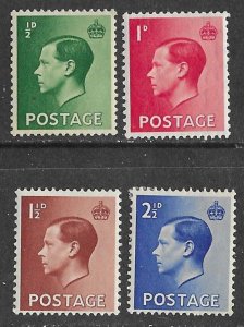 Great Britain # 230-233  King Edward VIII Definitives (4) Unused