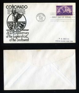 # 898 First Day Cover addressed with Anderson cachet dated 9-7-1940 - # 2