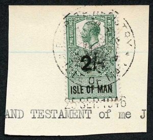 Isle of Man KGV 2/- Key Plate Type Revenue CDS on Piece