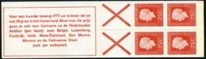 Netherlands 1970, 4x25c booklet, Text 4mm lower compared to stamps, MNH