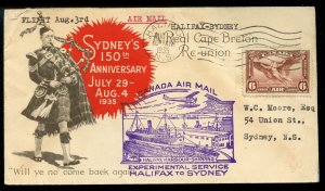 ?Sydney's 150th Anniversary air mail 1935 advertising cover Canada