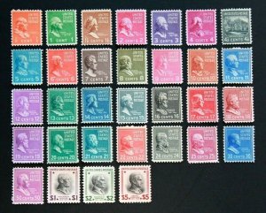 US # 803-834 MNG Mint No Gum 1938 U.S. Presidential Series (32 Stamps)