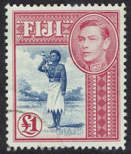 FIJI 1938 KGVI BUGLER 1 POUND USED TOP VALUE 