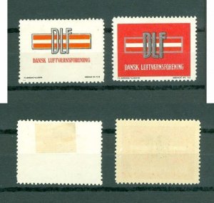 Denmark. 2 Poster Stamp, 1940es. DLF. Danish Air Defense Association