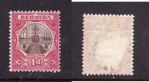 Bermuda-Sc #34-unused,hinged-1p car rose & brown-Ships-Dry Dock-album page adher