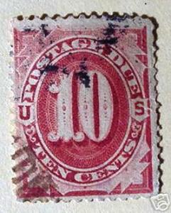 USA J26: 10c Postage Due, bright claret, Used, F