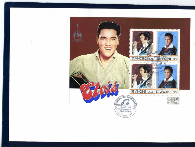 St.vincent 1987 ELVIS PRESLEY s/s Perforated in official FDC #2