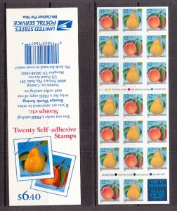 USA BOOKLET SC# 2494a PEACH & PEAR 32c - 20 S.A. MNH BOOKLET - PL# V11132