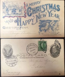 USA Christmas Greetings Picture Postal Stationery Card 1903. Artist E.A.Poole