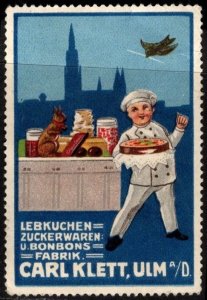 Vintage Germany Poster Stamp Carl Klett Gingerbread Sugar Products Candy Factory