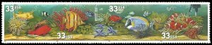 1999 Aquarium Fish Strip Of 4 33c Postage Stamps, Sc# 3317-3320, MNH, OG