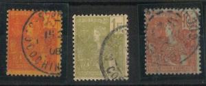 55023 - FRENCH COLONIES:  INDOCHINE - STAMPS:  YVERT 36/37 + 40 Used - VERY NICE