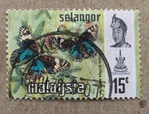 Selangor 1971 15c Butterflies, used. Scott 133, CV $0.30. SG 151