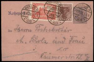 Germany 1920 Inflation Berlin Rohrpost Pneumatic Mail Cover Germania 82656