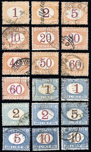 Italy Stamps # J3-20 Used VF Scott Value $238.00