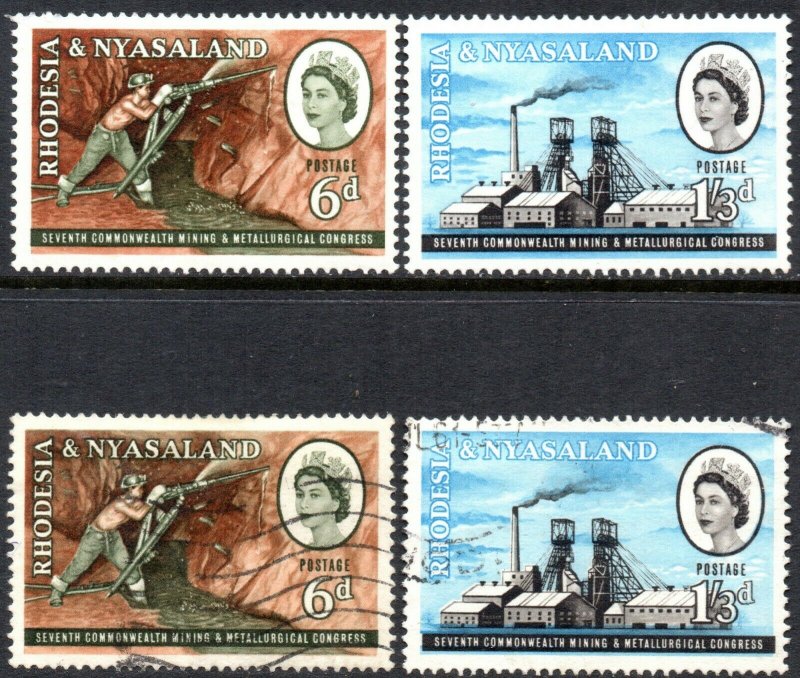 1961 Rhodesia & Nyasaland Sg 38/39 Mining Congress Mounted Mint/Fine Used