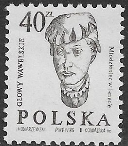 POLAND 1986-89 40z Youth Wearing Beret Sculpture Issue Sc 2742 MNH