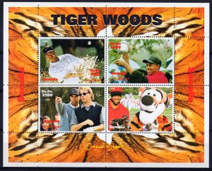 Somalia 1999 Tiger Woods Tigger/Mickey Mouse DISNEY Sheetlet (4) Perforated MNH