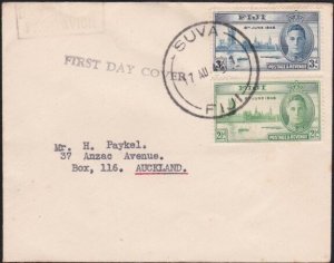 FIJI 1946 Victory set on FDC ex Suva to New Zealand........................B3178