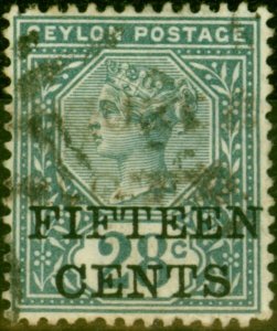 Ceylon 1891 15c on 28c Slate SG240 Good Used