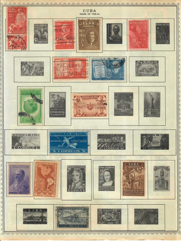 Cuba Stamp Collection On Album Pages Mixed Condition Lot