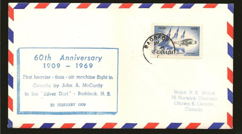 Canada 383 on 1969 Baddeck NS 60th Anniversary Heavier Than Air Flight Cover