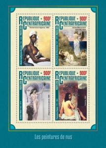 Central African Republic 2016 MNH Nude Paintings Gustav Klimt 4v M/S Art Stamps