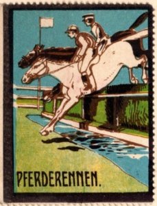 Vintage Germany Poster Stamp Horse Race