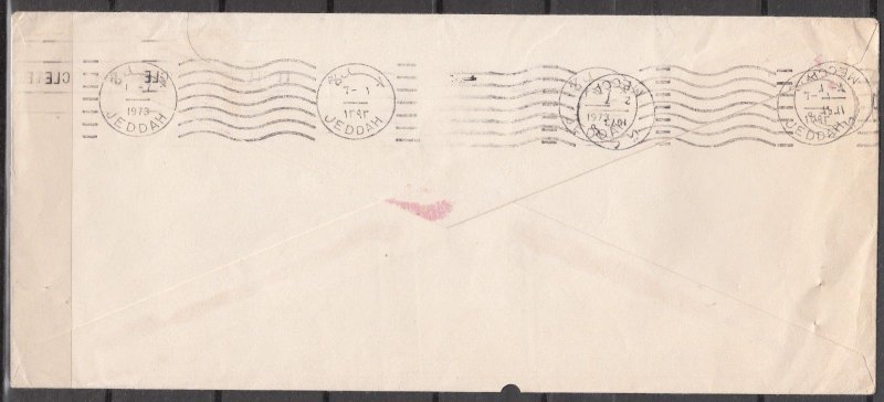 1973  USA COVER TO SAUDI ARABIA W/ VERY CLEAR, MECCA, JEDDAH ,  USA,  POSTMARK