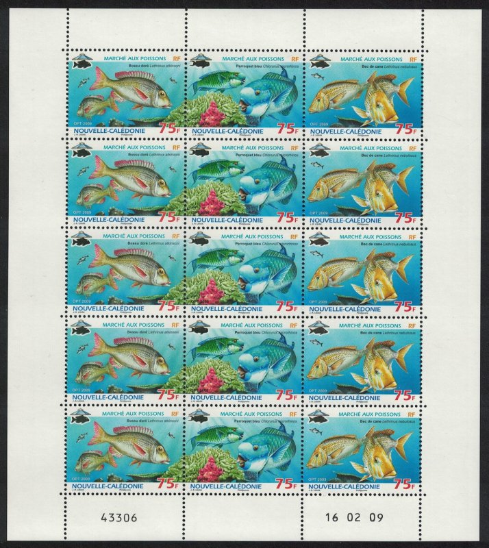 New Caledonia Fish Sheetlet of 15v SG#1461-1463 MI#1489-1491 CV£60+