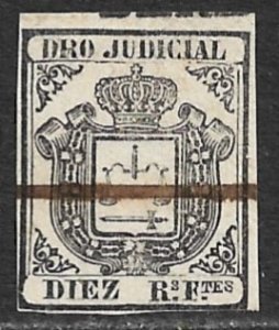 SPANISH COLONIES CUBA PHILIPPINES PUERTO RICO 1856-64 10r Judicial Revenue USED