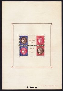 France 329 MNH OG 1937 Philatelic Exhibition Souvenir Sheet of 4 Cv $700.00