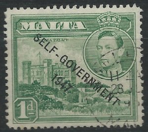 Malta 1948 - George VI Self Government 1d green - SG236 used