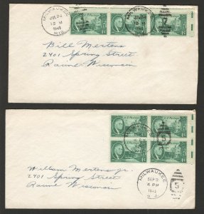 USA-TWO TRAVELED LETTERS-ROOSEVELT-1948.