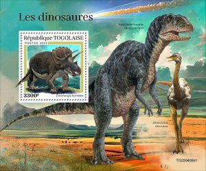 TOGO - 2022 - Dinosaurs - Perf Souv Sheet #1 - Mint Never Hinged