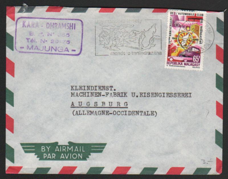 ZG-C740 MADAGASCAR - Cars, Air Mail From Majunga To Germany Cover