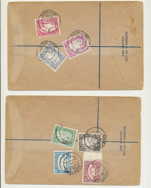 ADEN 1937, VALS TO 5Rs ON FIRST DAY COVERS(3)ADEN CAMP-UK SG#1/3-11(SEE BELOW)