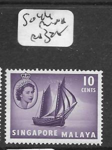 SINGAPORE  (P0107B) QEII  10C  BOAT SG 44    MNH