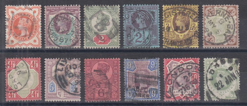 Great Britain Sc 111-122 used. 1887-92 Queen Victoria definitives, complete set